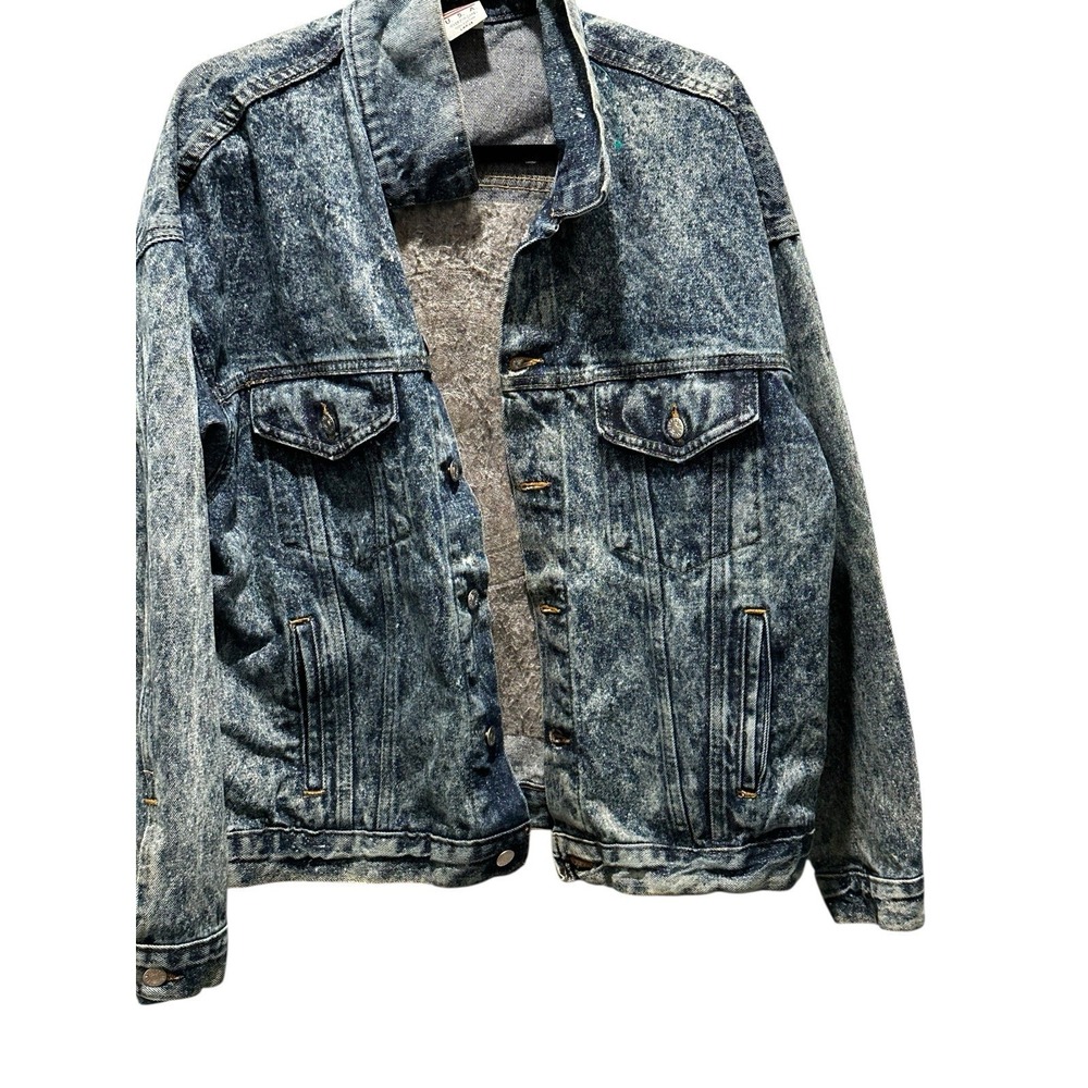 Vintage Crazy Horse USA Acid Wash Denim Jacket 80s 90s Grunge Western